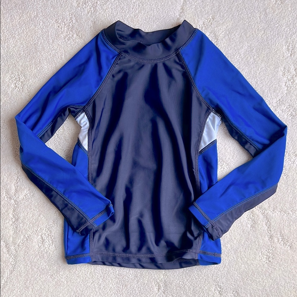 2T Kids Blue Long Sleeve Swim Shirt, Fitted Style